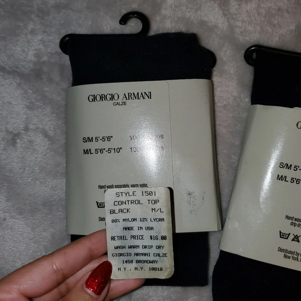 NWT Vintage Giorgio Armani Calze Control Top Black Pantyhose Set (2pc) - Picture 4 of 6